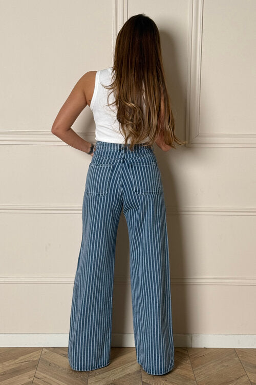 Jeans Ample à Rayures