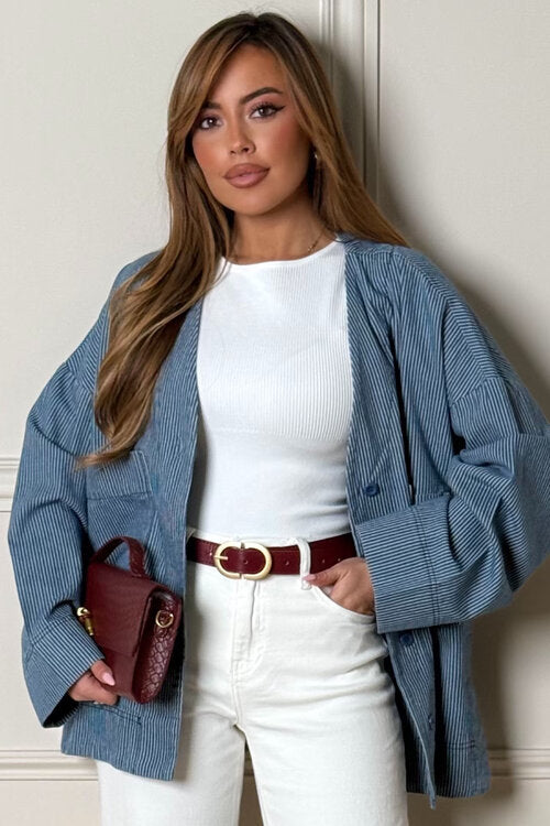 Veste Rayée Effet Denim Femme