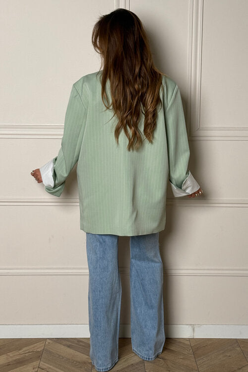 Blazer Oversize Rayé à Revers