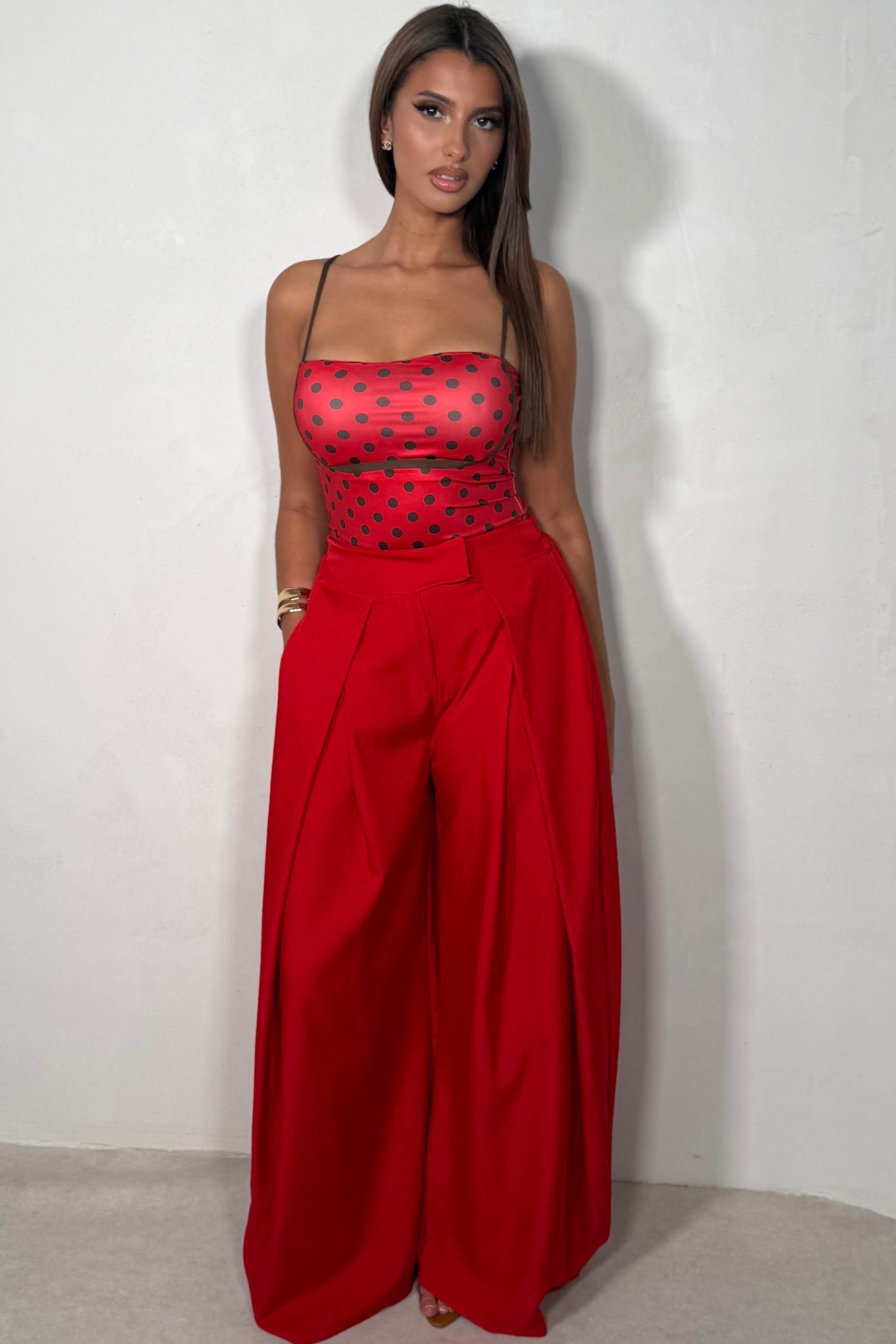 Body Femme À Pois Fine Bretelles Ajusté