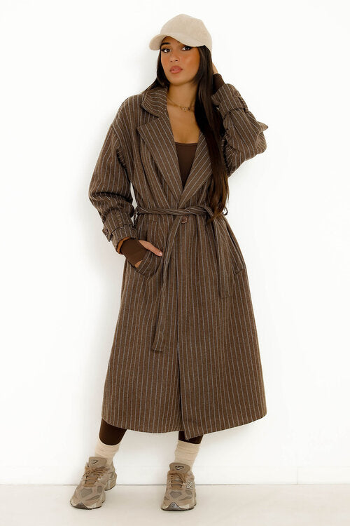 Trench Rayé Mi-long Femme