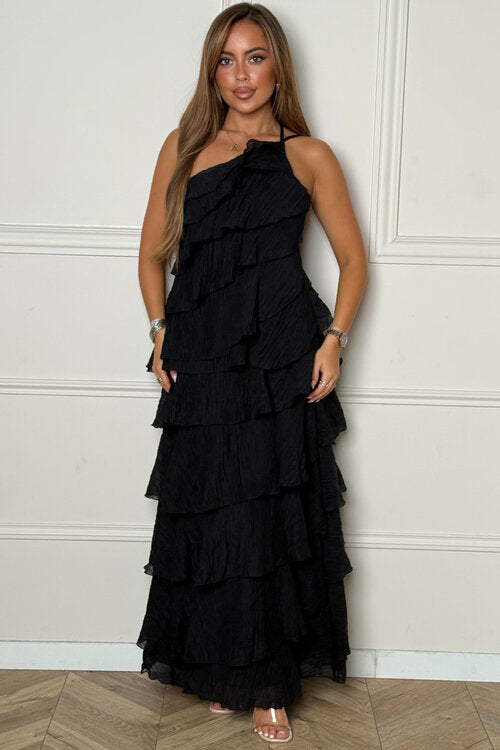 Robe volants une bretelle femme style unique romantique
