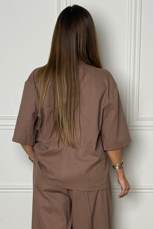 Blazer en Lin Manches Courtes Femme