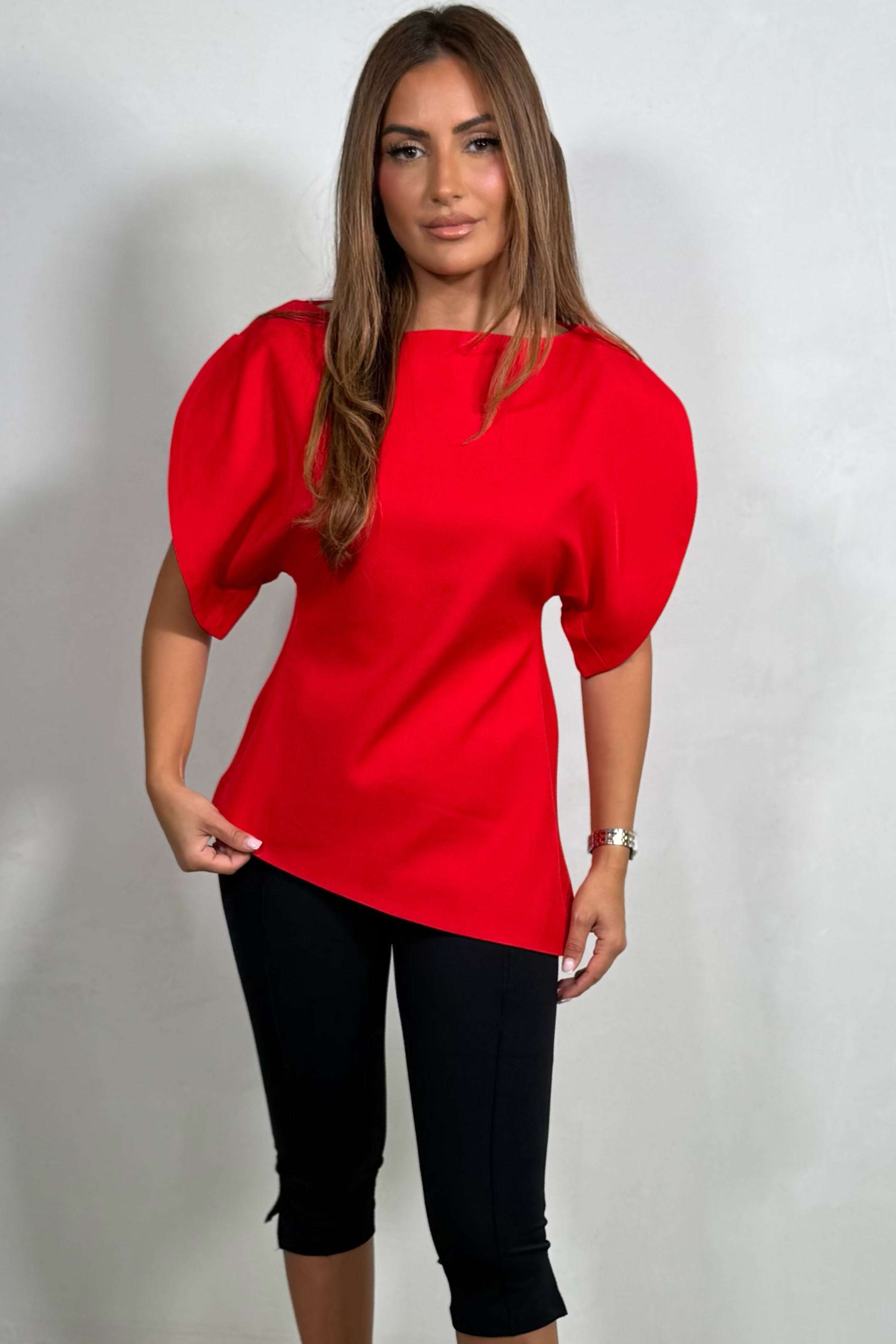 Top Asymétrique à Manches Bouffantes Femme
