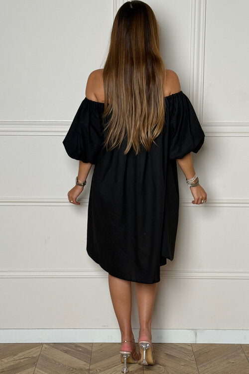 Robe Bardot Manches Boules Femme