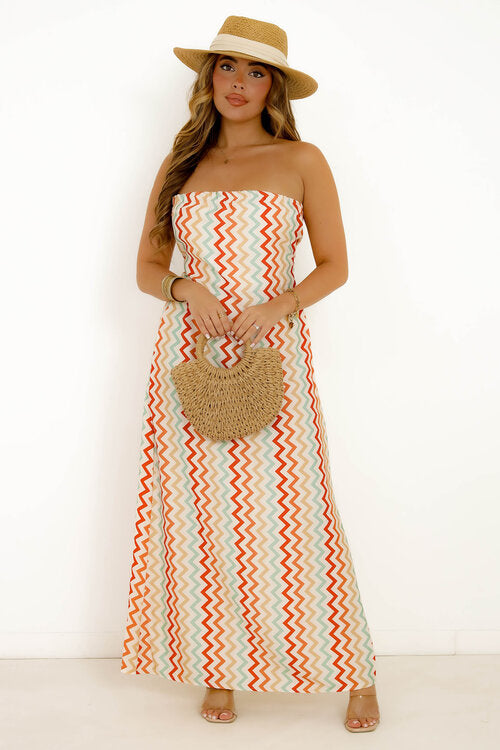 Robe Bustier Zigzag Dos Noué