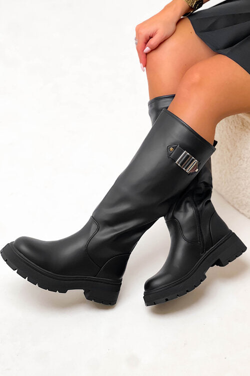 Bottes femme à bout rond avec boucle - Détail boucle décorative - BLOOSHOP
