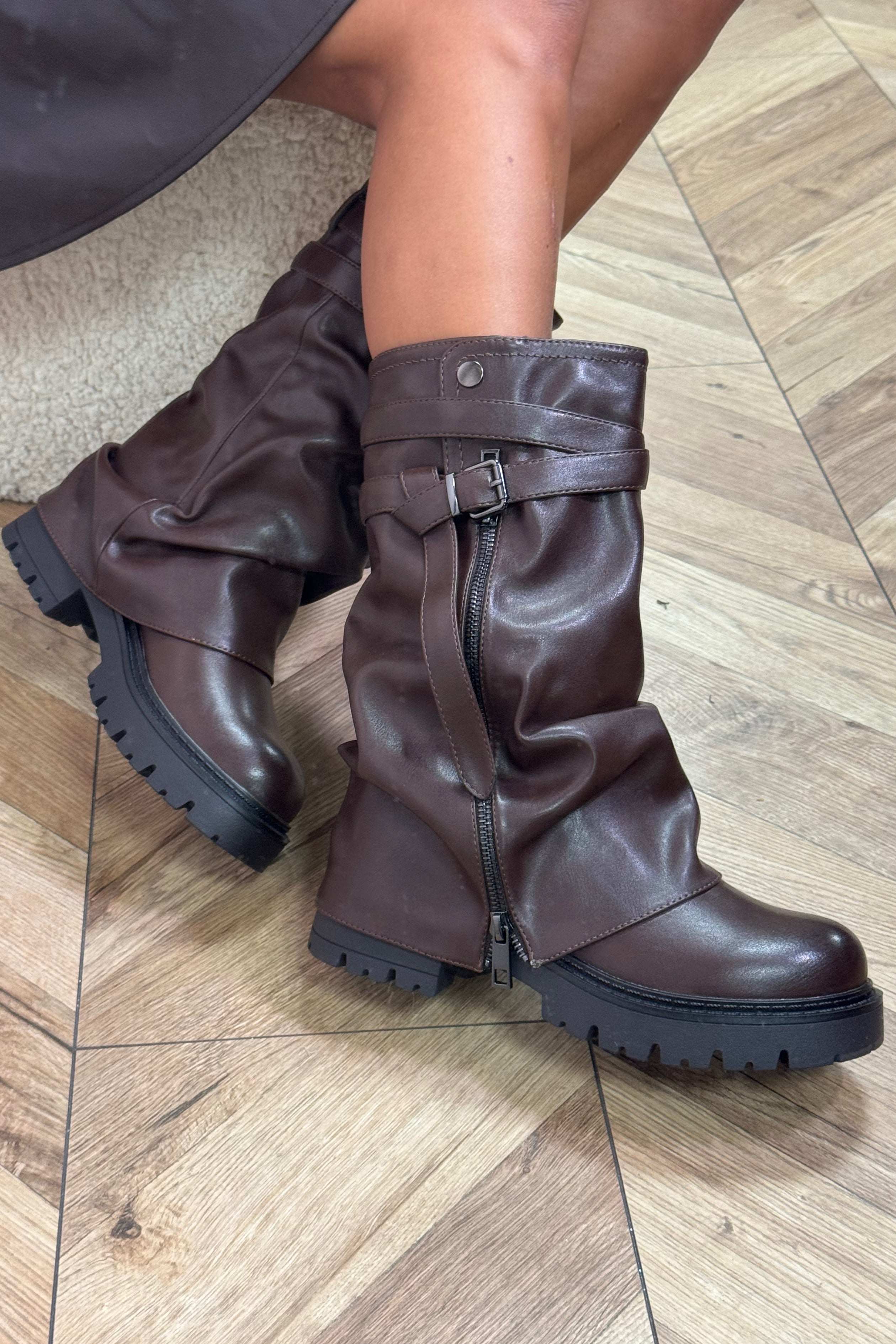Bottines guêtres à zip - vue détaillée de la fermeture et du style élégant BLOOSHOP
