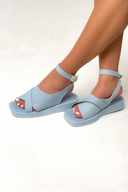 Sandales Denim Croisée
