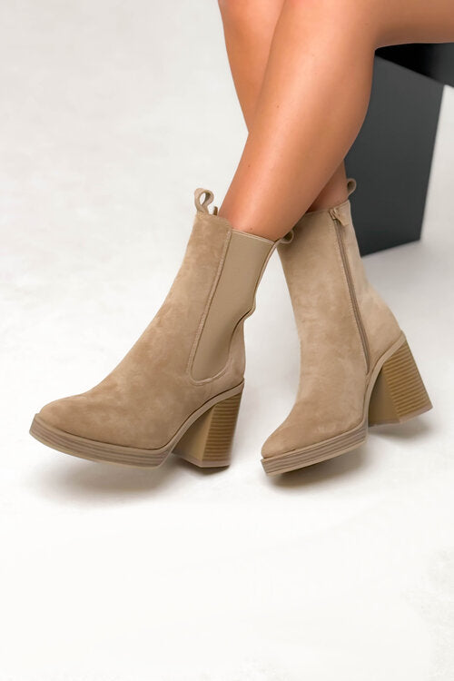 Bottines Suédine Talons Carrés