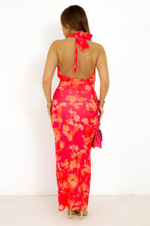 Robe Fleurie Encolure Nouée Femme