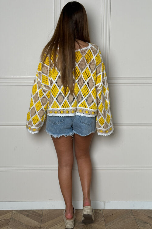 Top Crochets Manches Longues - Style Moderne Ajouré Femme