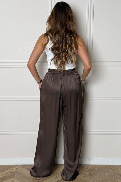 Pantalon Fluide Satiné Femme