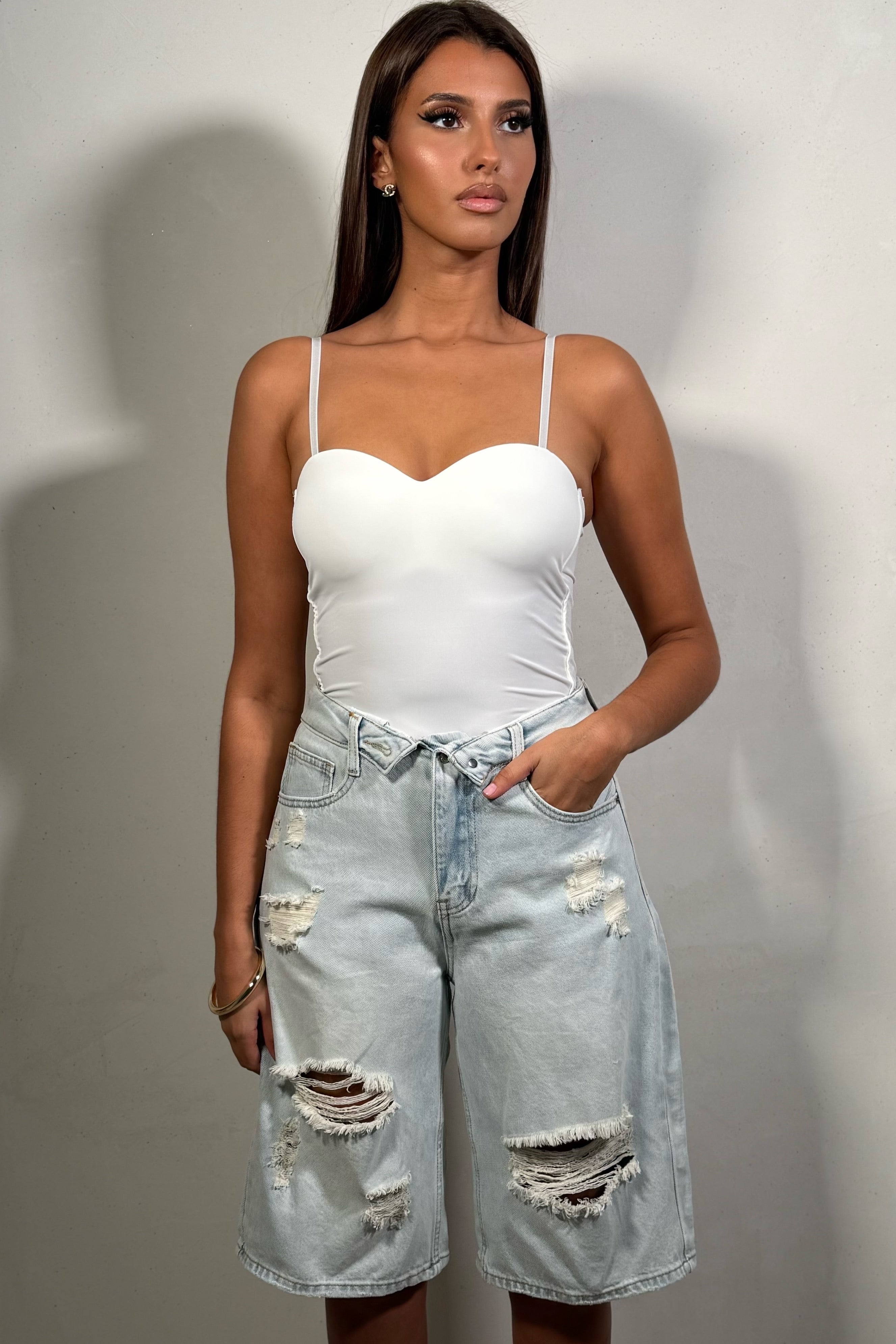 Bermuda Denim Femme Destroy