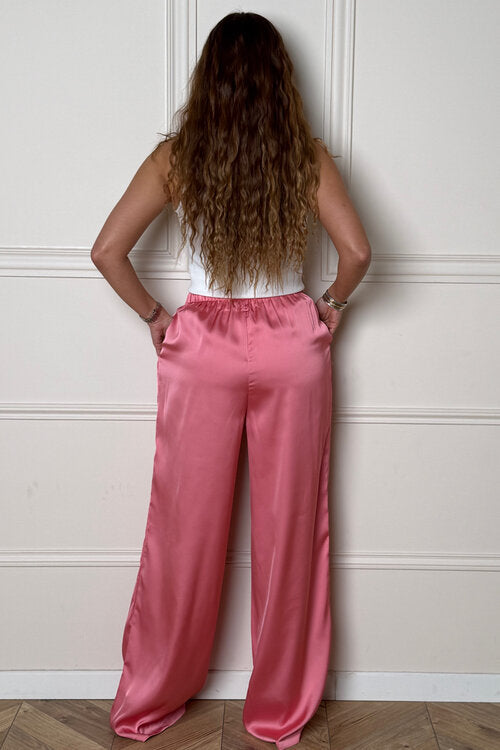 Pantalon Coupe Droite Satiné Femme