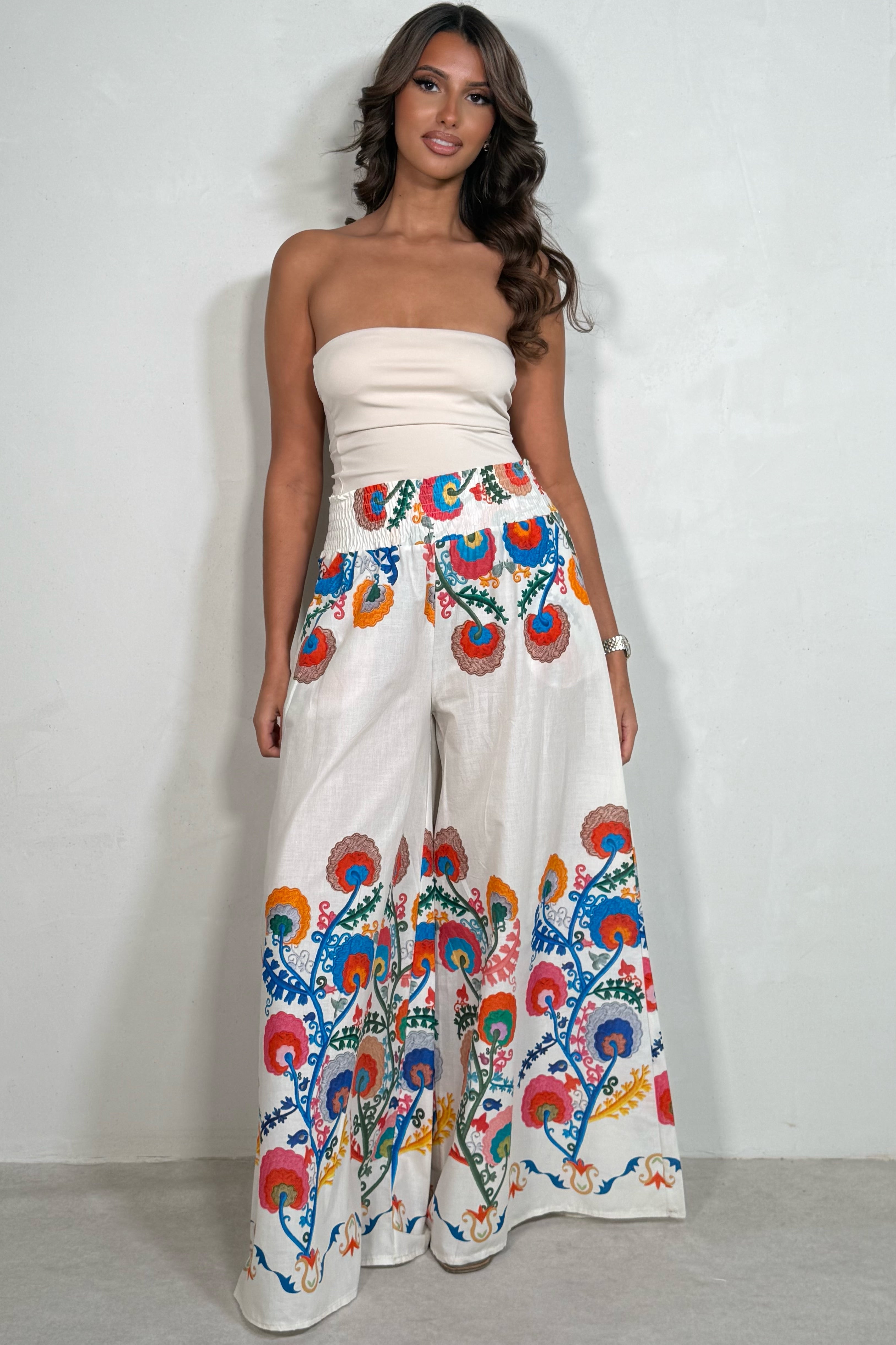 Pantalon Fluide Bohème Imprimé Floral - Coton 100% | Taille Élastique