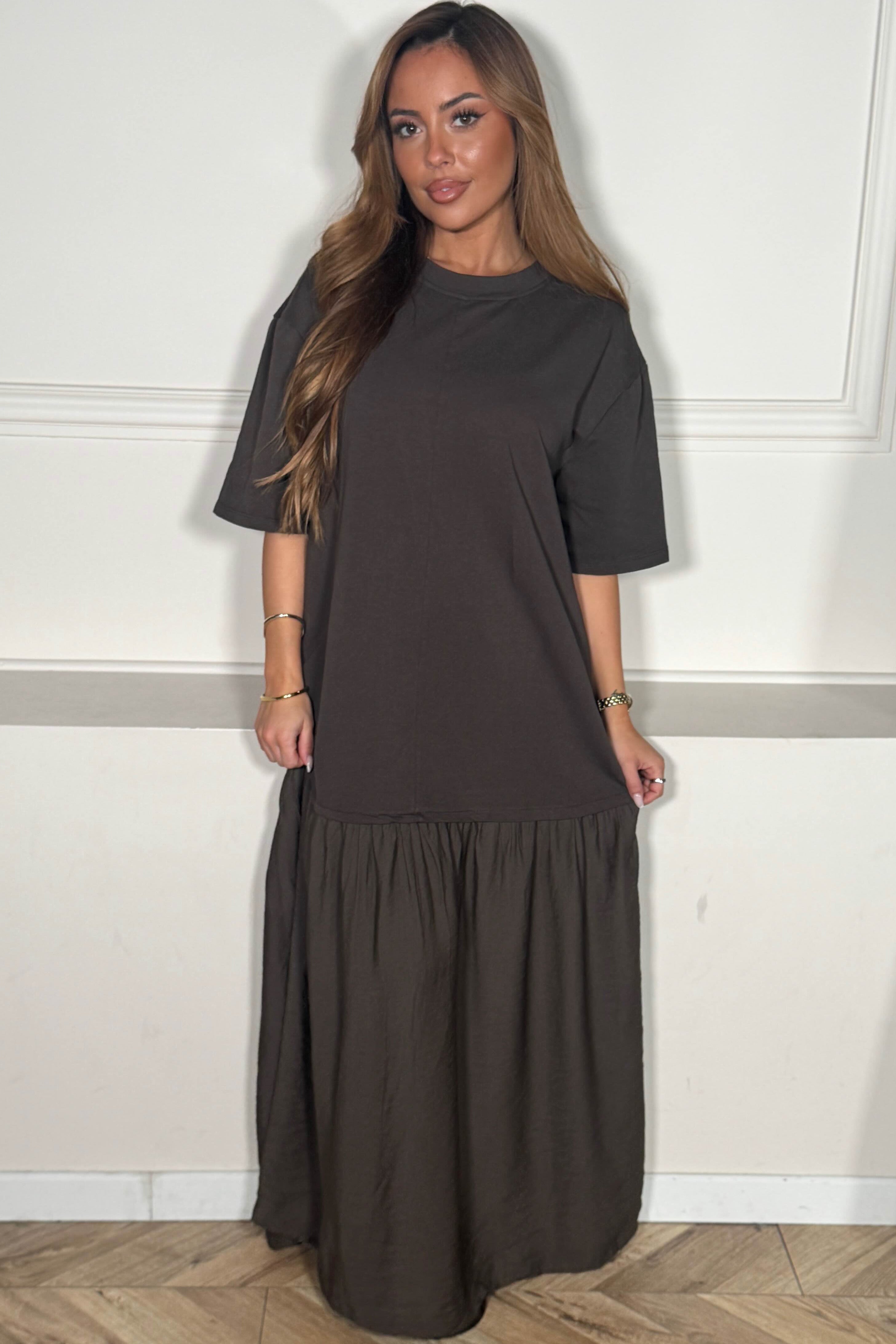Robe Tee-Shirt Bi-Matière Femme - Style Casual Chic