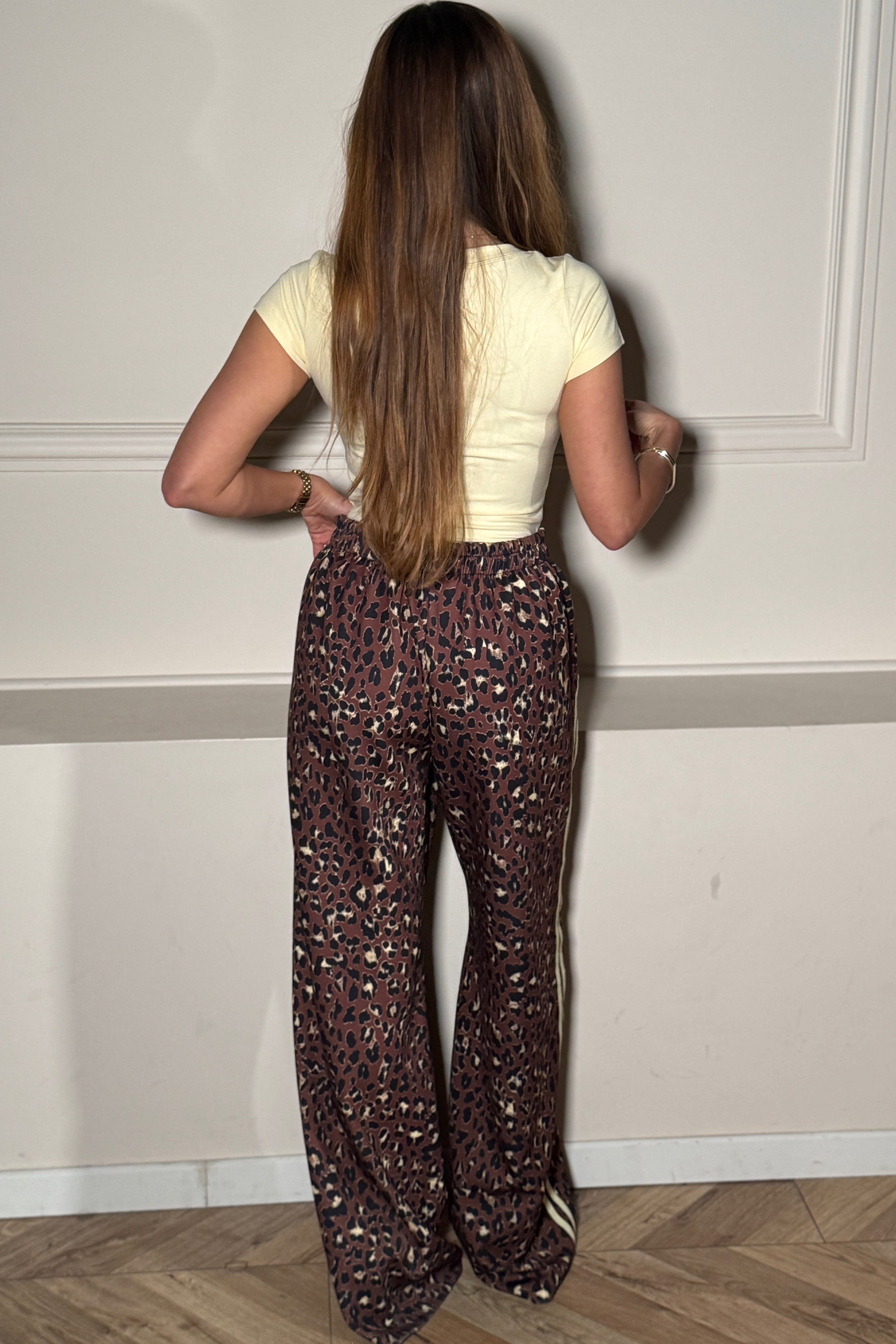 Jogging Femme Imprimé Léopard à Bandes Latérales - Confort Sportswear