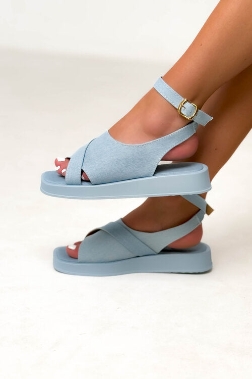 Sandales Denim Croisée