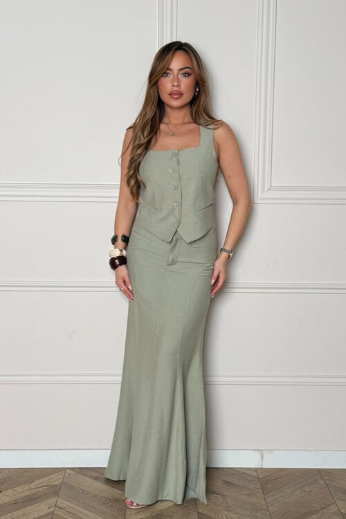 Ensemble Gilet Boutonné + Jupe Sirène