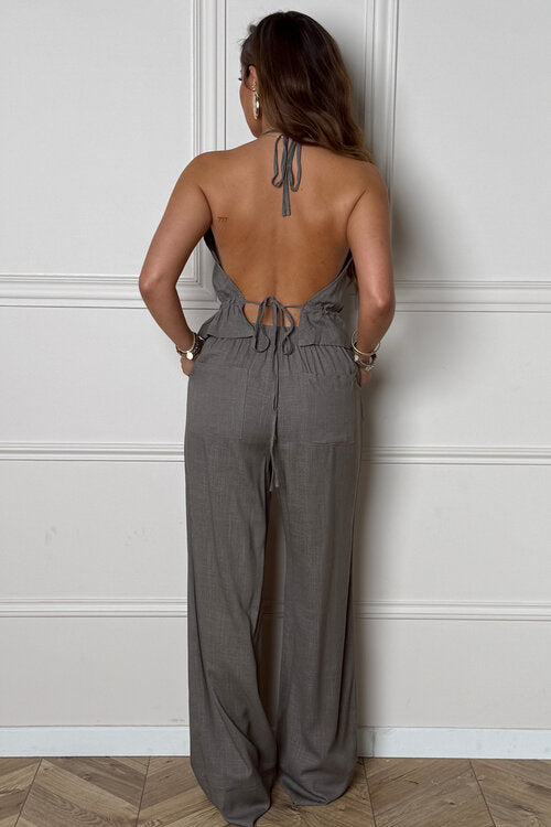 Pantalon en Lin Coupe Large + Poches