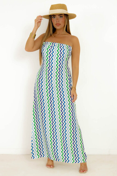 Robe Bustier Zigzag Dos Noué