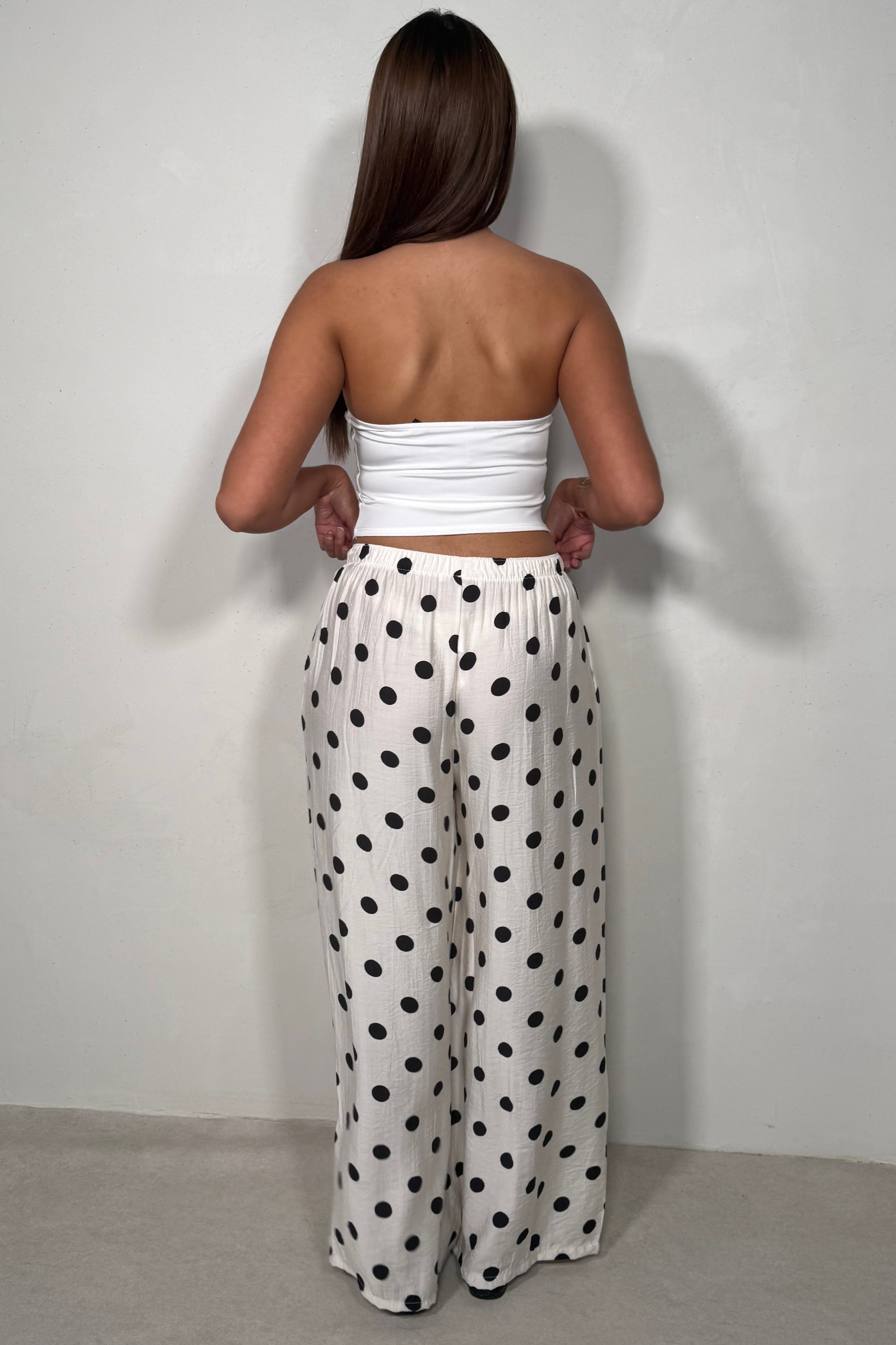 Pantalon Large Fluide À Pois Femme
