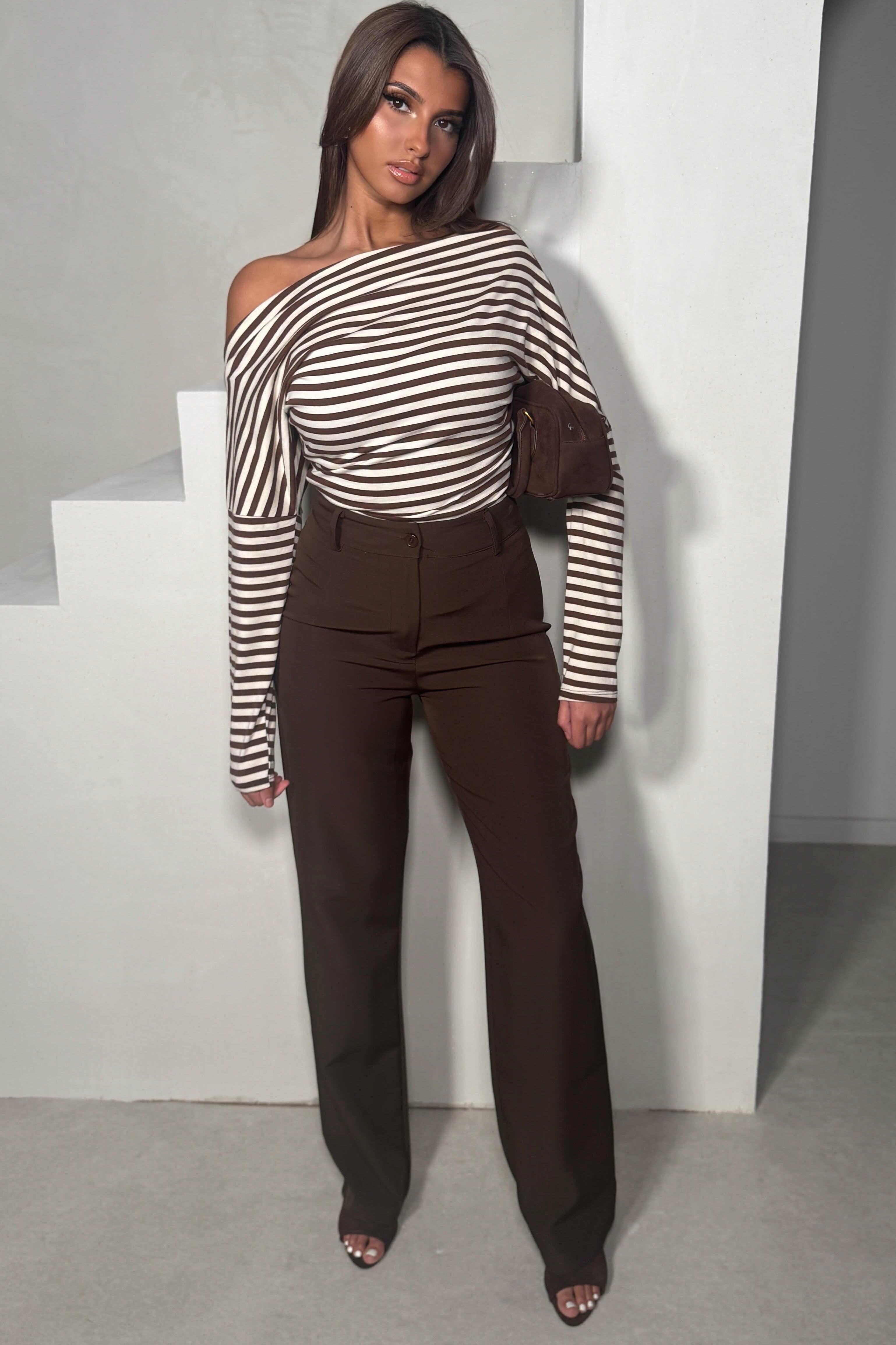 Top Rayé Col Asymétrique Femme | Haut Tendance & Original