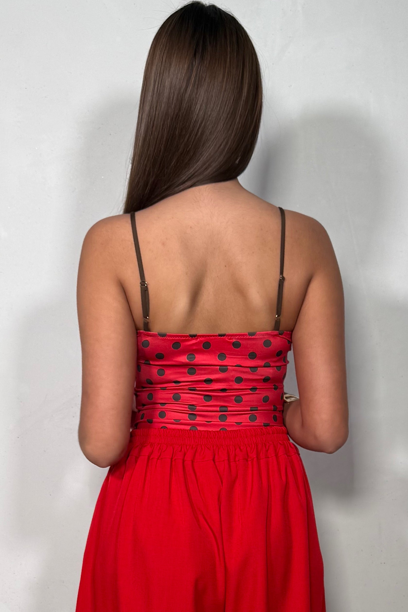 Body Femme À Pois Fine Bretelles Ajusté