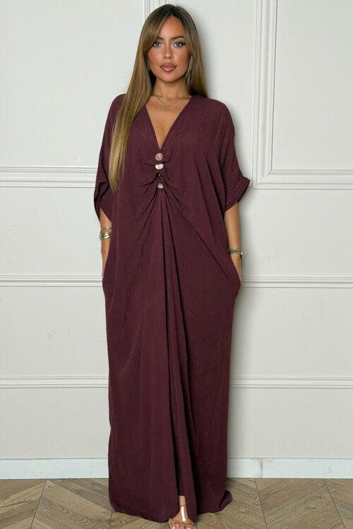 Robe Ample Col V + Pierres Femme