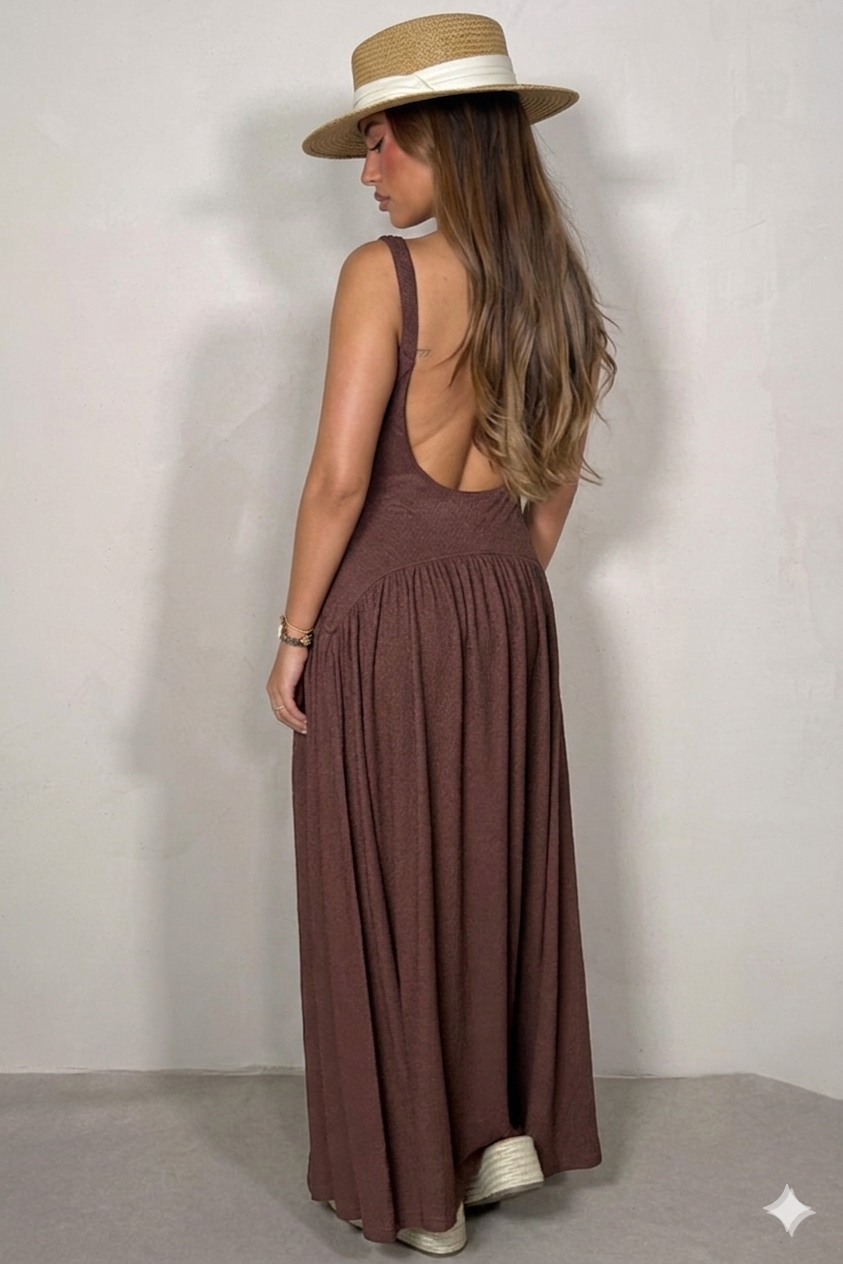 Robe Évasée Dos Nu Bohème - Élégance Estivale Féminine