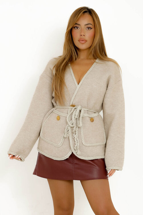 Gilet Tresses avec Poches + Ceinture Femme