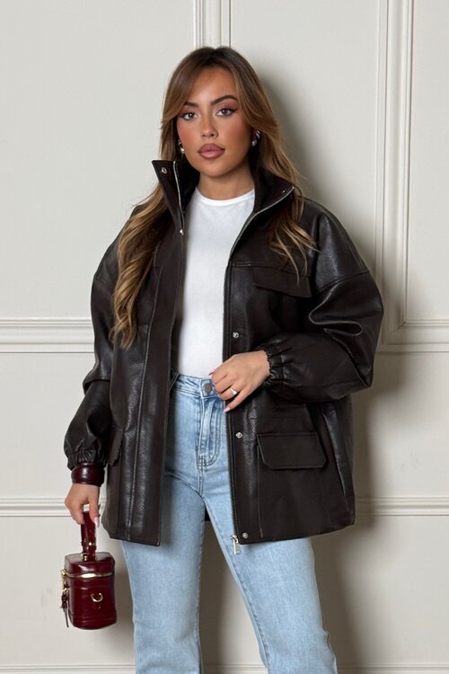 Blouson Simili Cuir Cintrée Femme - Style Moderne et Élégant