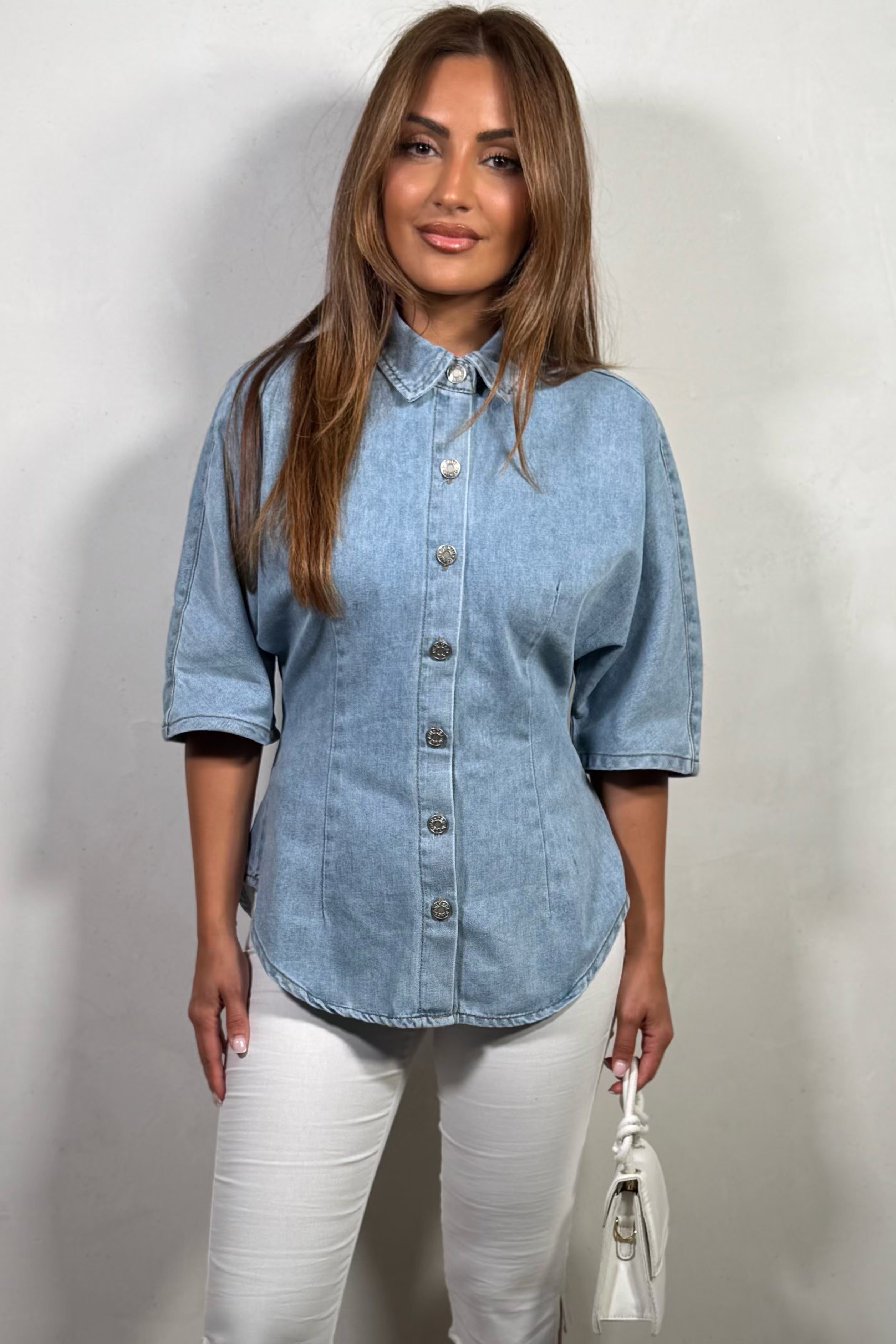 Veste-Chemise en Denim Léger – Style Oversize Femme