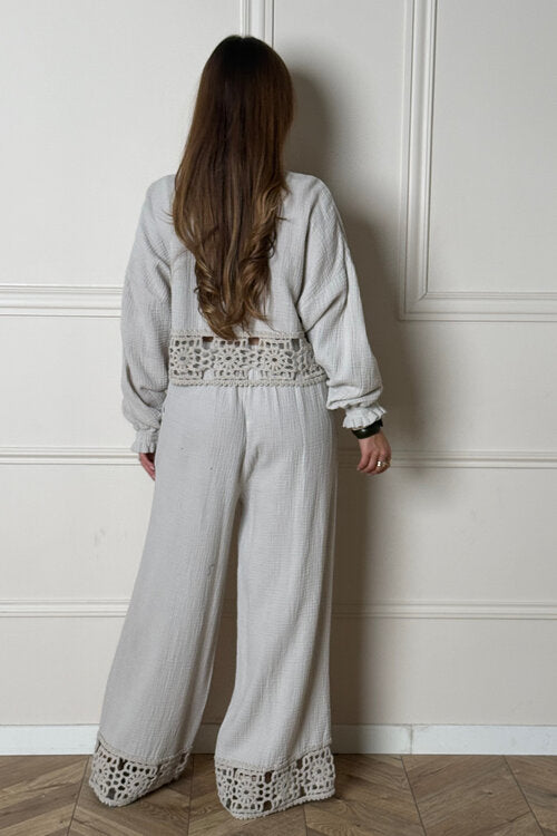Ensemble Crochets Blouse + Pantalon Femme