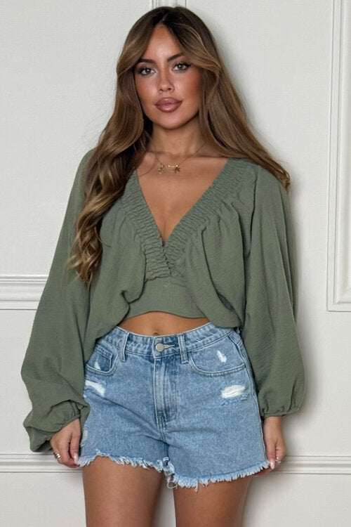 Top Gaze de Coton Col V Femme