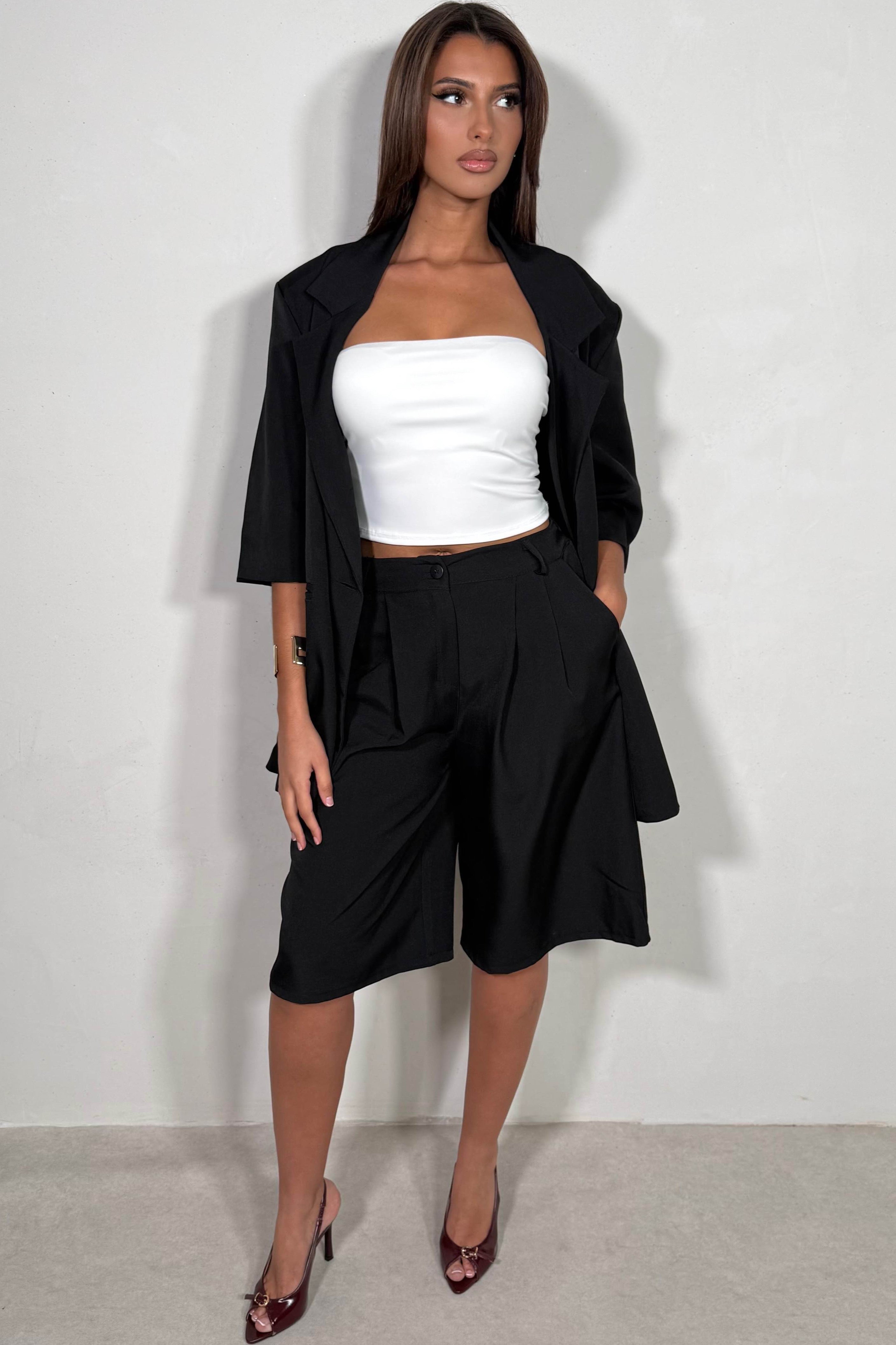 Ensemble Tailleur Bermuda & Blazer Croisé Manches Courtes