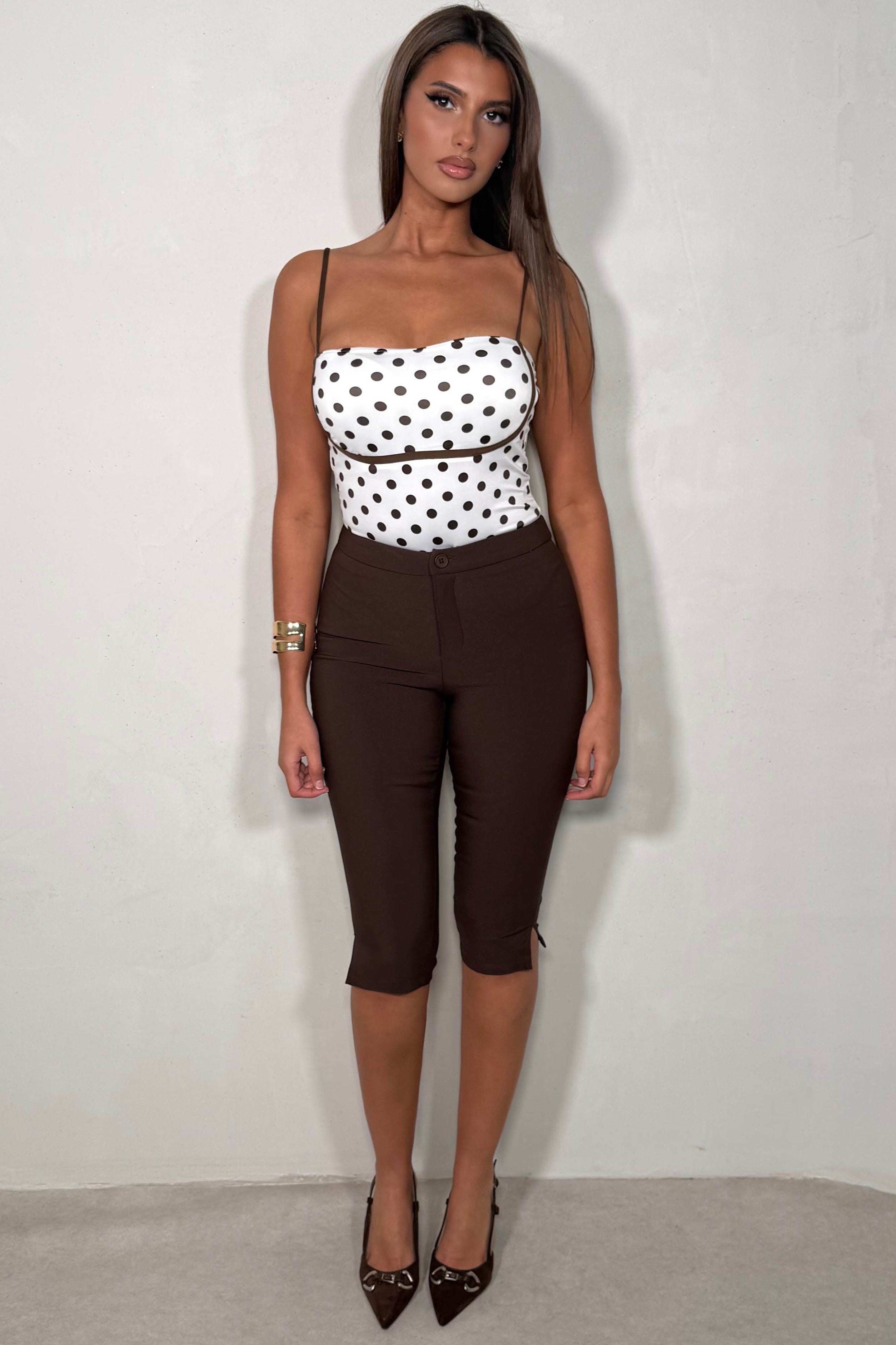 Body Femme À Pois Fine Bretelles Ajusté