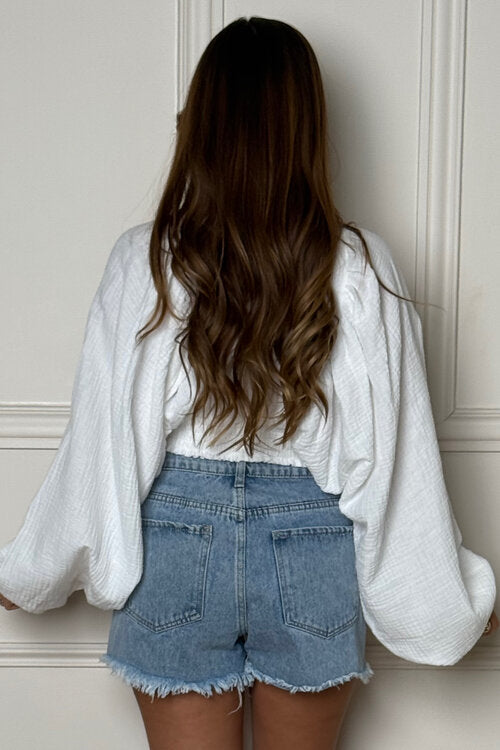 Top Gaze de Coton Col V Femme