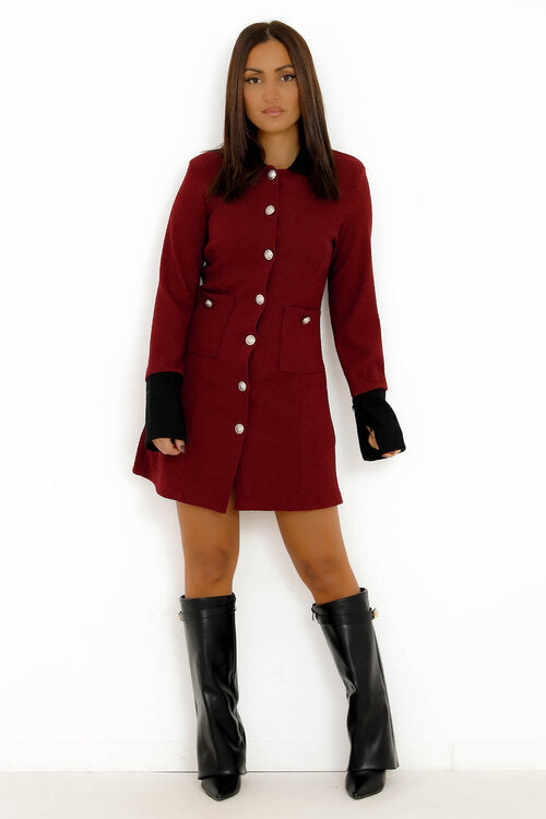 Robe Bicolore Boutonnée Femme