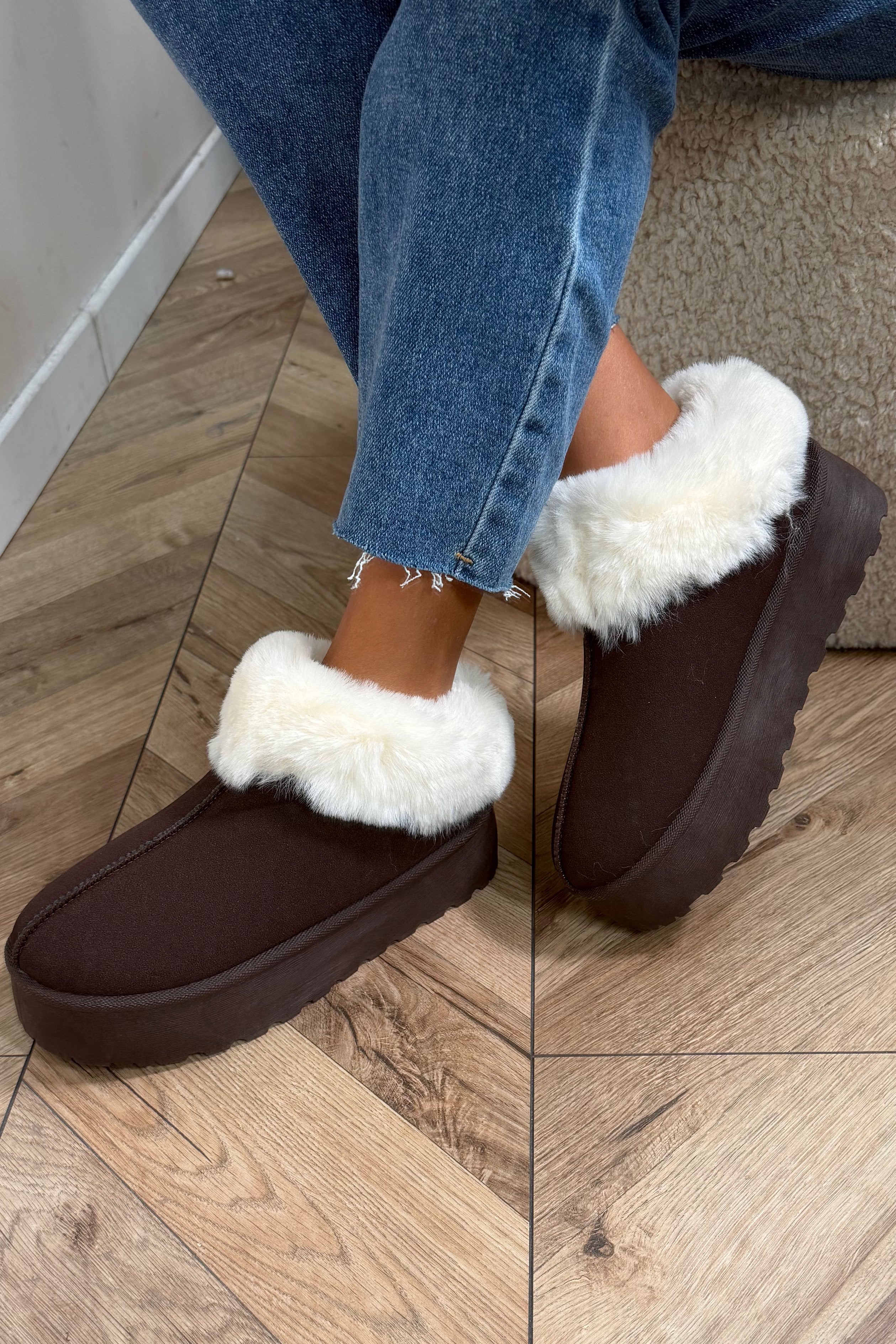 Chaussons à Plateforme Fourrés