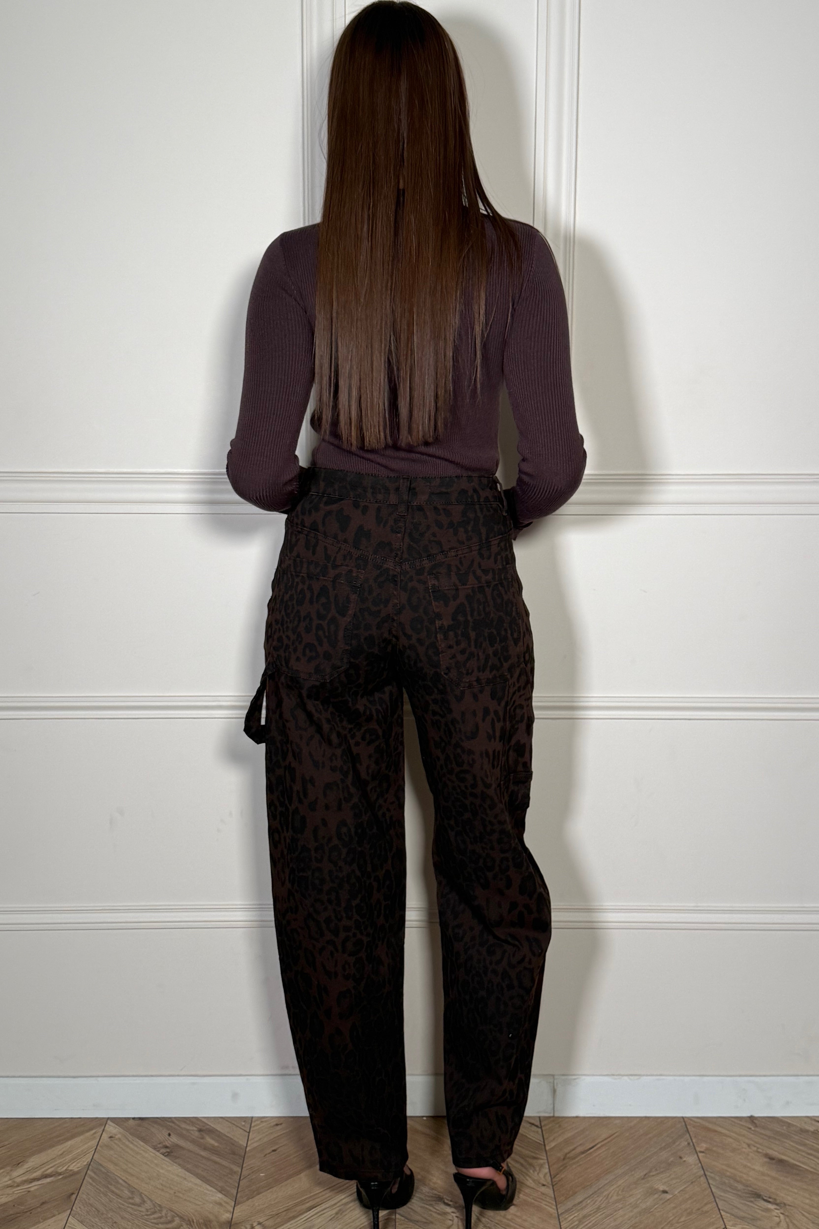 Jeans Barrel Imprimé Léopard Taille Haute - Tendance Femme