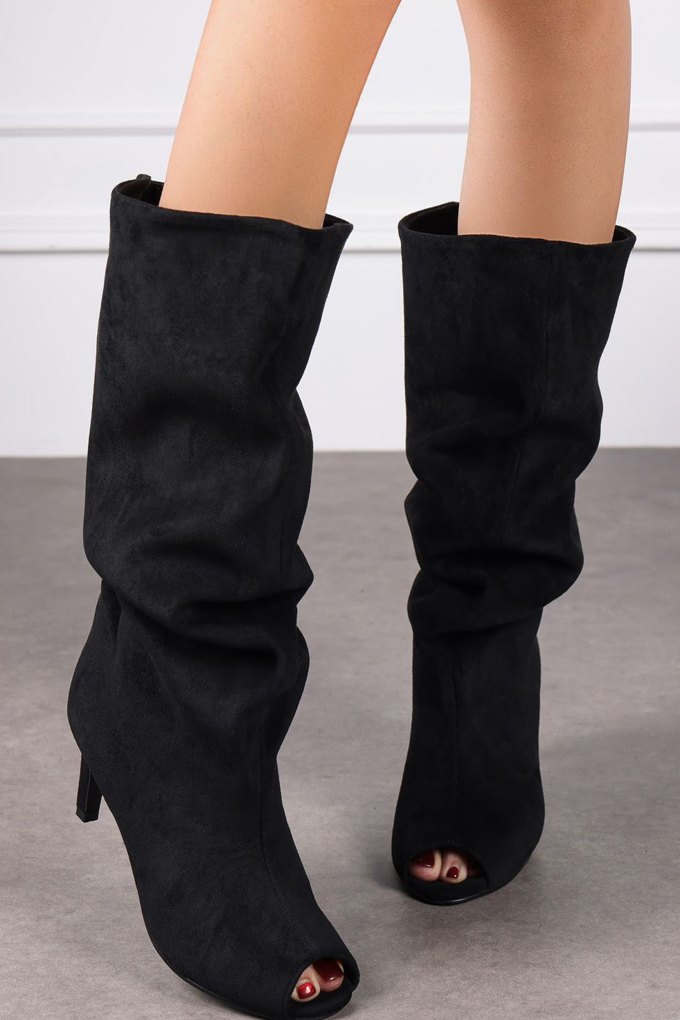 Bottes en Suédine Bout Ouvert Femme