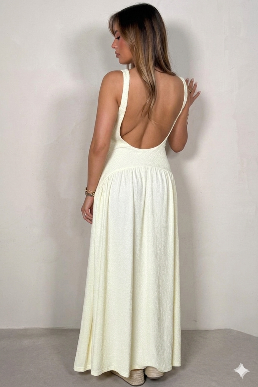 Robe Évasée Dos Nu Bohème - Élégance Estivale Féminine