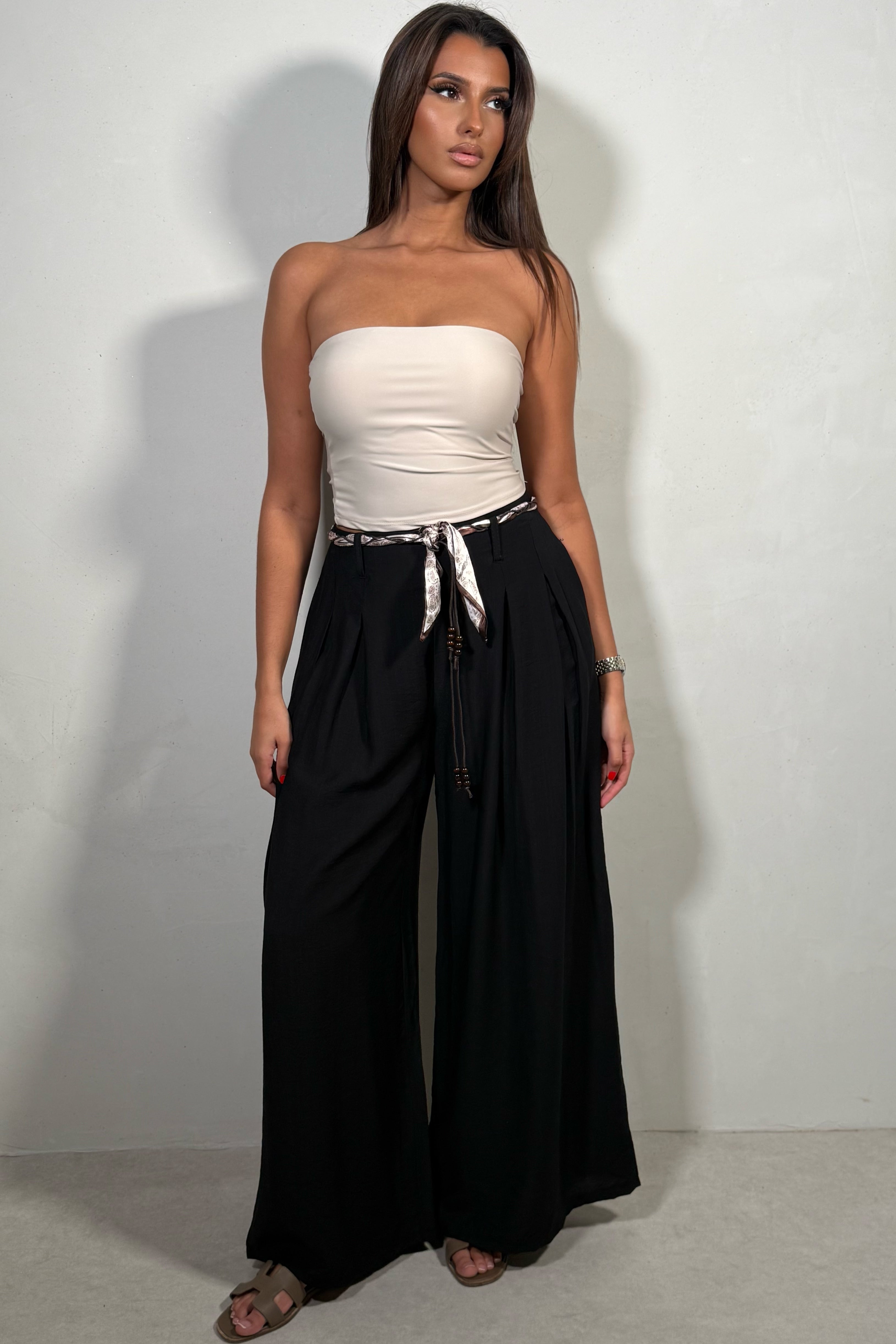 Pantalon Large Fluide Femme avec Ceinture - Style Bohème