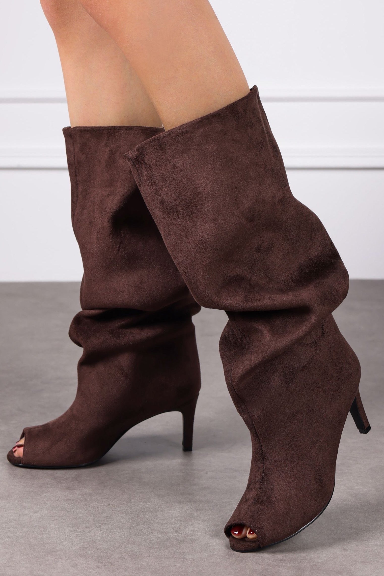 Bottes en Suédine Bout Ouvert Femme
