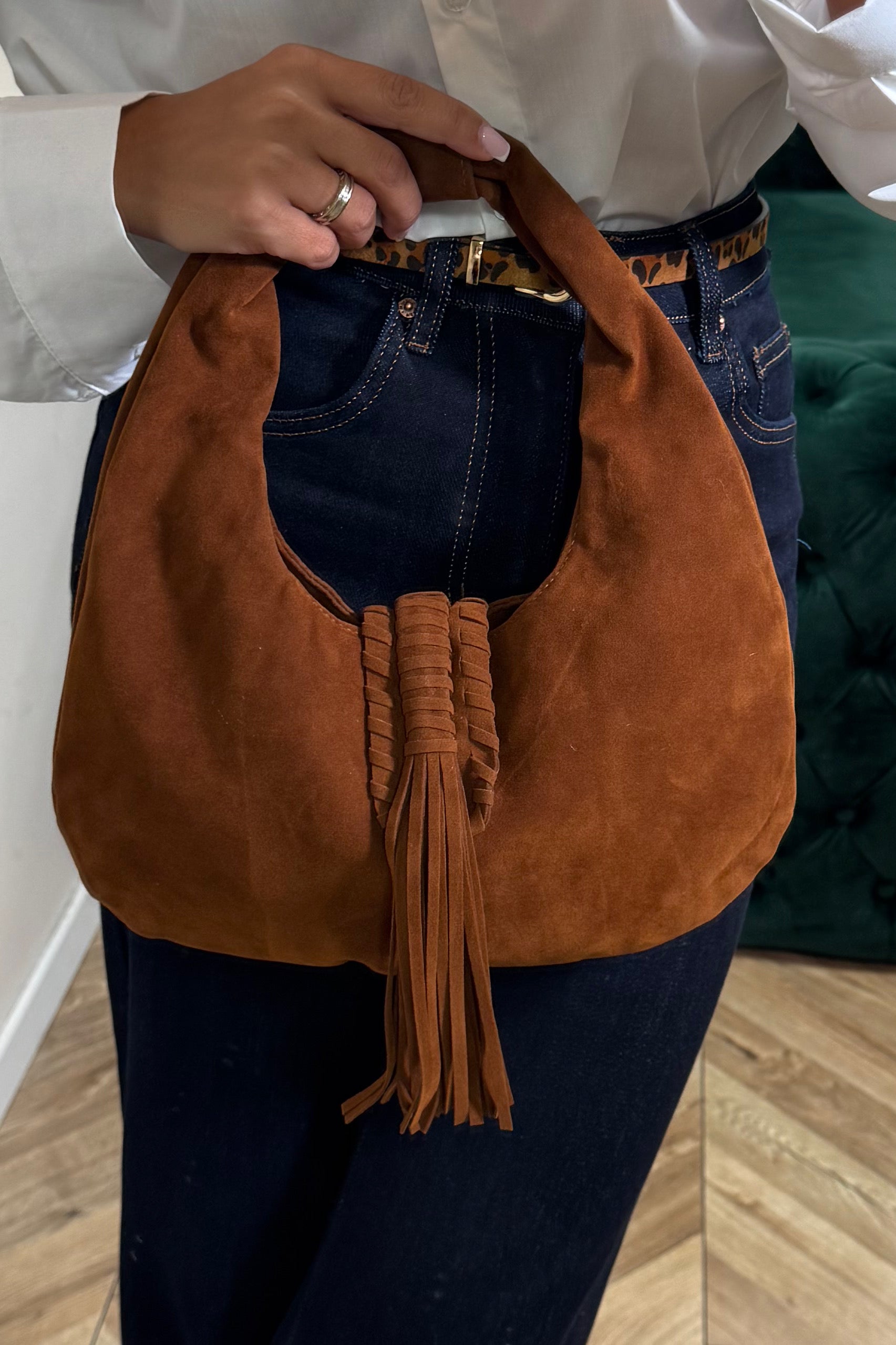 Sac Hobo Suédine à Franges Bohème Premium - Style Décontracté Femme