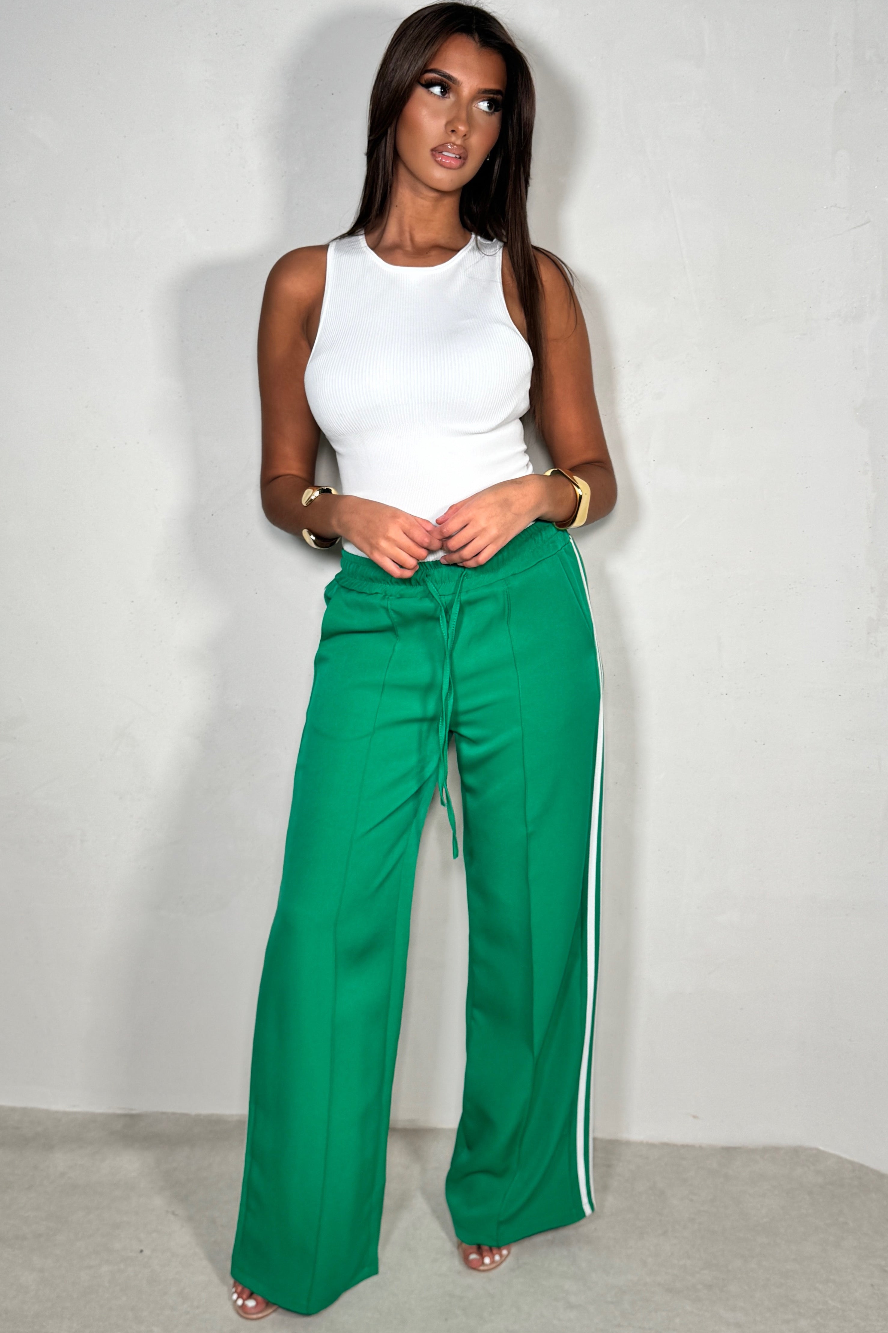 Pantalon à bandes vert femme sport-chic