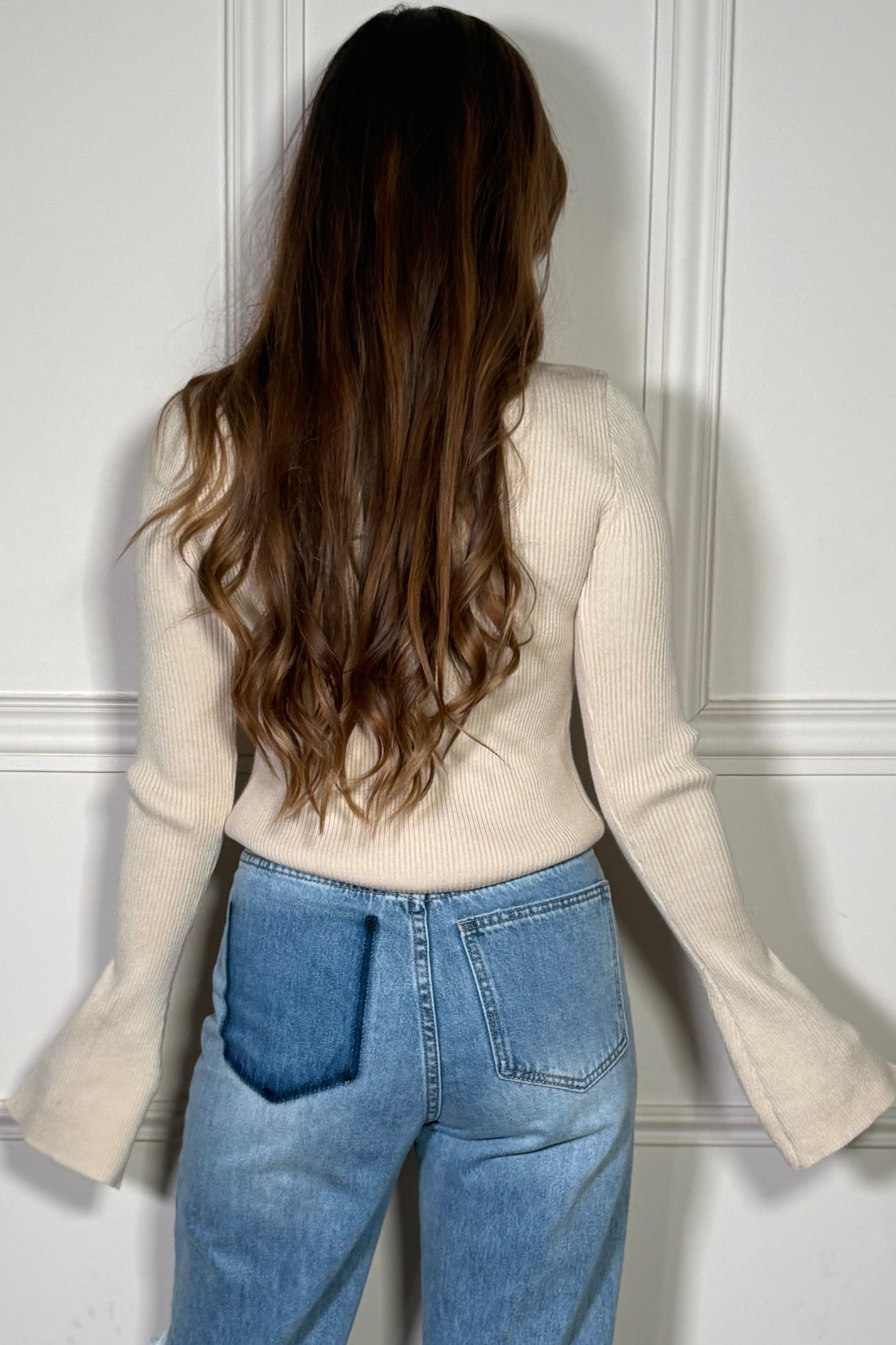 Top Boutonné Manches Évasées - Top Femme Élégant