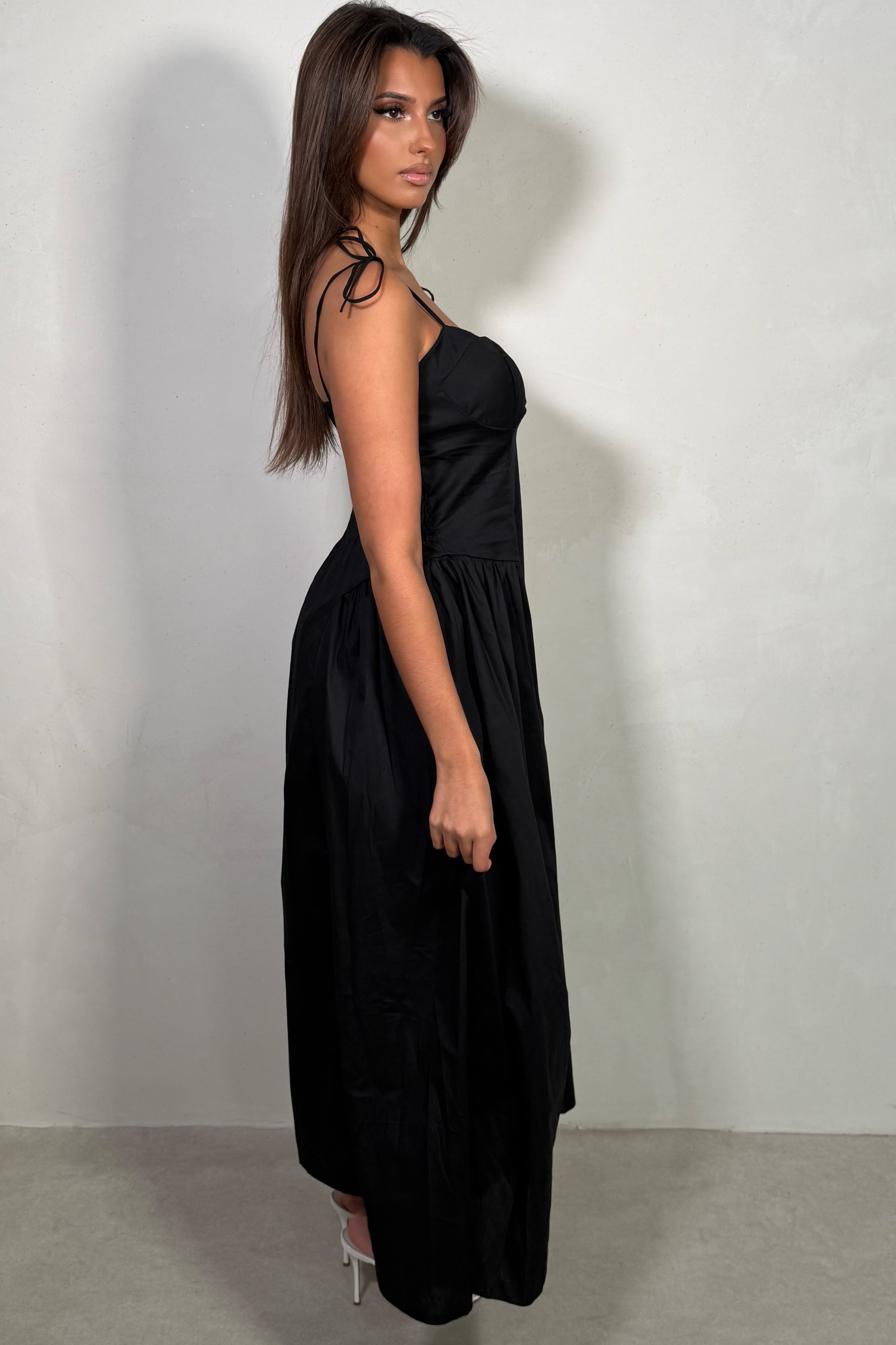Robe Bustier Longue Femme À Bretelles Style Basque